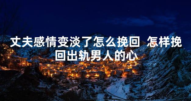 丈夫感情变淡了怎么挽回  怎样挽回出轨男人的心